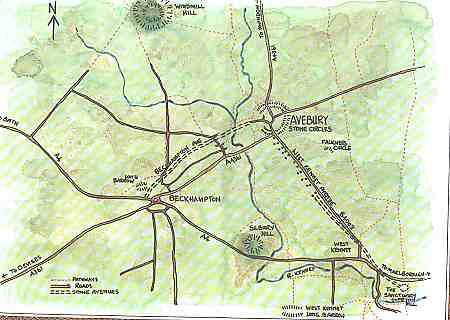 Plan von Avebury und Umland